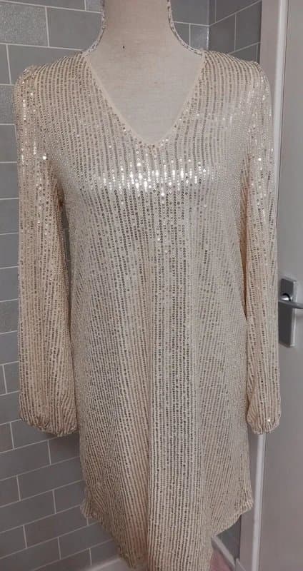 Shein Champagne sequin dress size uk 14