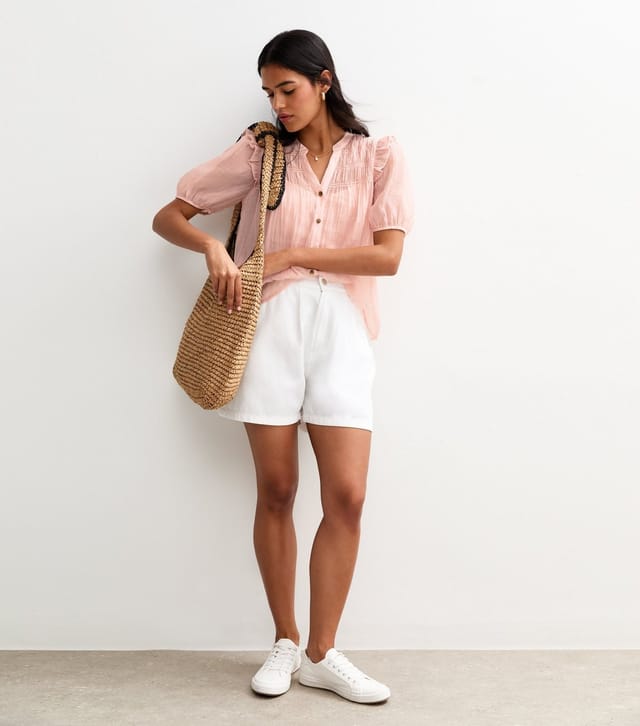 New Look Women's Pink Shirred Bib Frill Sleeve Shirt New Look - 2