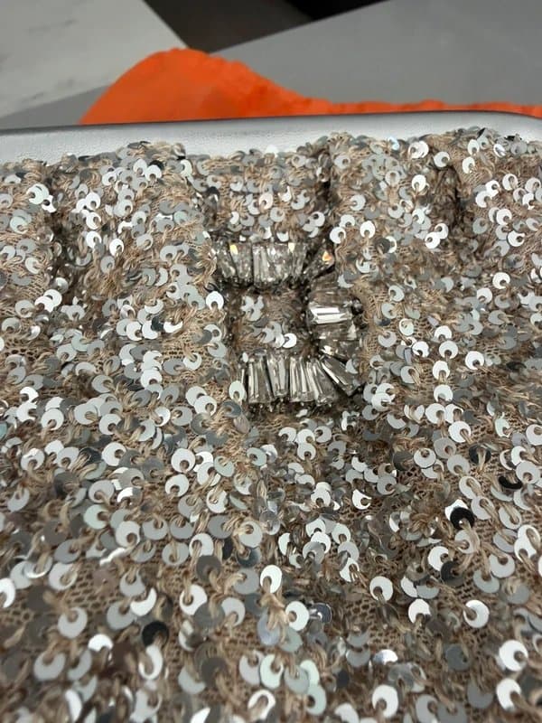 Never Fully Dressed NWT Never Fully Dressed silver sequin handbag