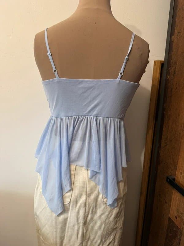 ASOS Design baby blue adjustable spaghetti straps camis top fairy summer blouse soft mesh size M