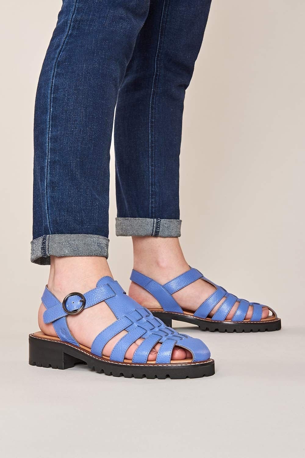 Moshulu Moshulu Women's 'Kynance' Leather Fisherman Sandals in Light Blue - 1