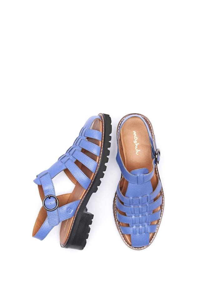Moshulu Moshulu Women's 'Kynance' Leather Fisherman Sandals in Light Blue - 2