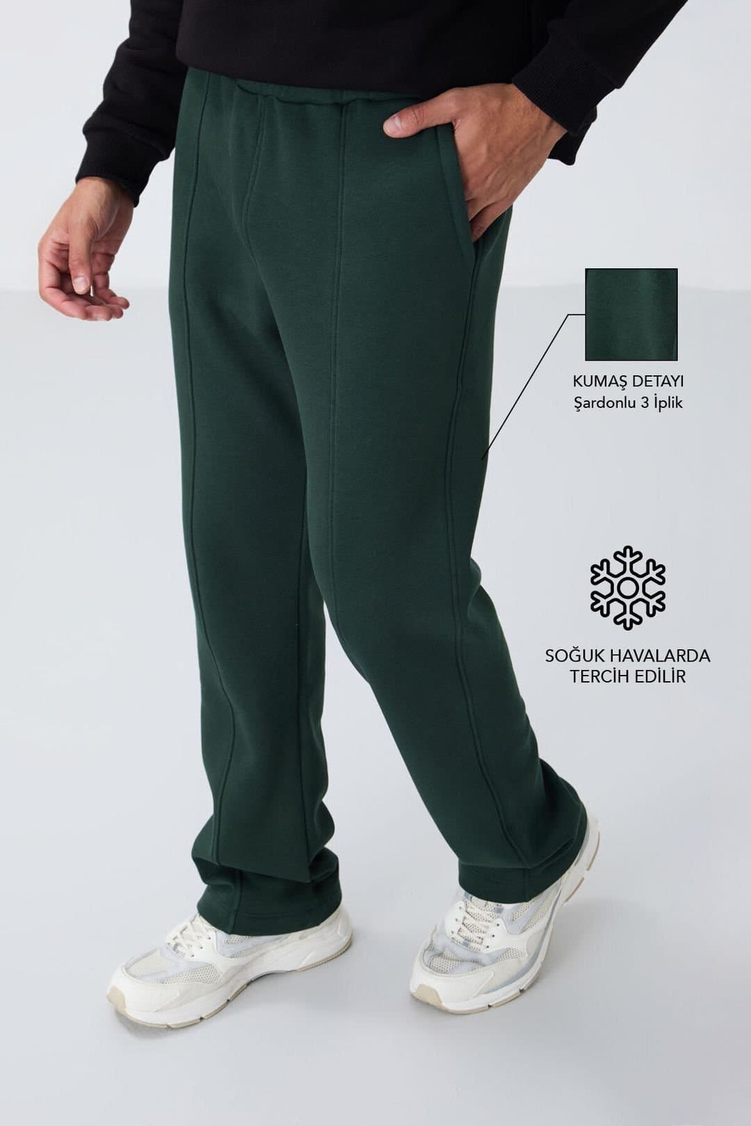 Tommy Life Tommy Life Men's Regular Fit Cotton-Polyester Sweatpants in Bottle Green