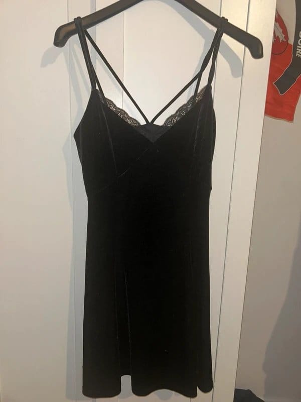 New Look Black Velvet Slip Dress