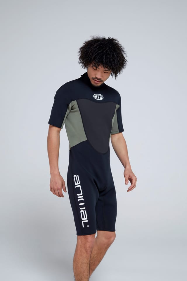 Animal Animal Men's 'Slater' Stretchy Lightweight Short Sleeve Back Zip Shorty Wetsuit in Black - 3