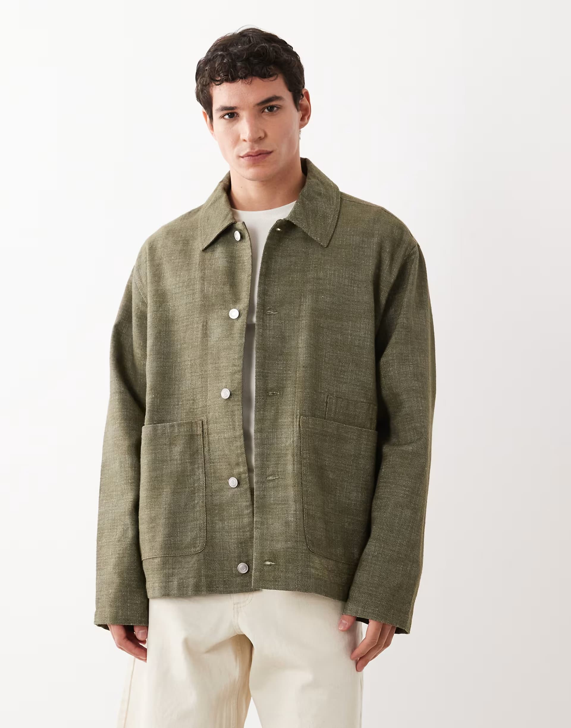 ASOS ASOS DESIGN cotton worker jacket in khaki