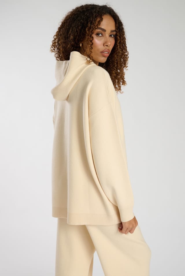 South Beach South Beach Women's Flight Mode Knit Hoodie in Cream - 3