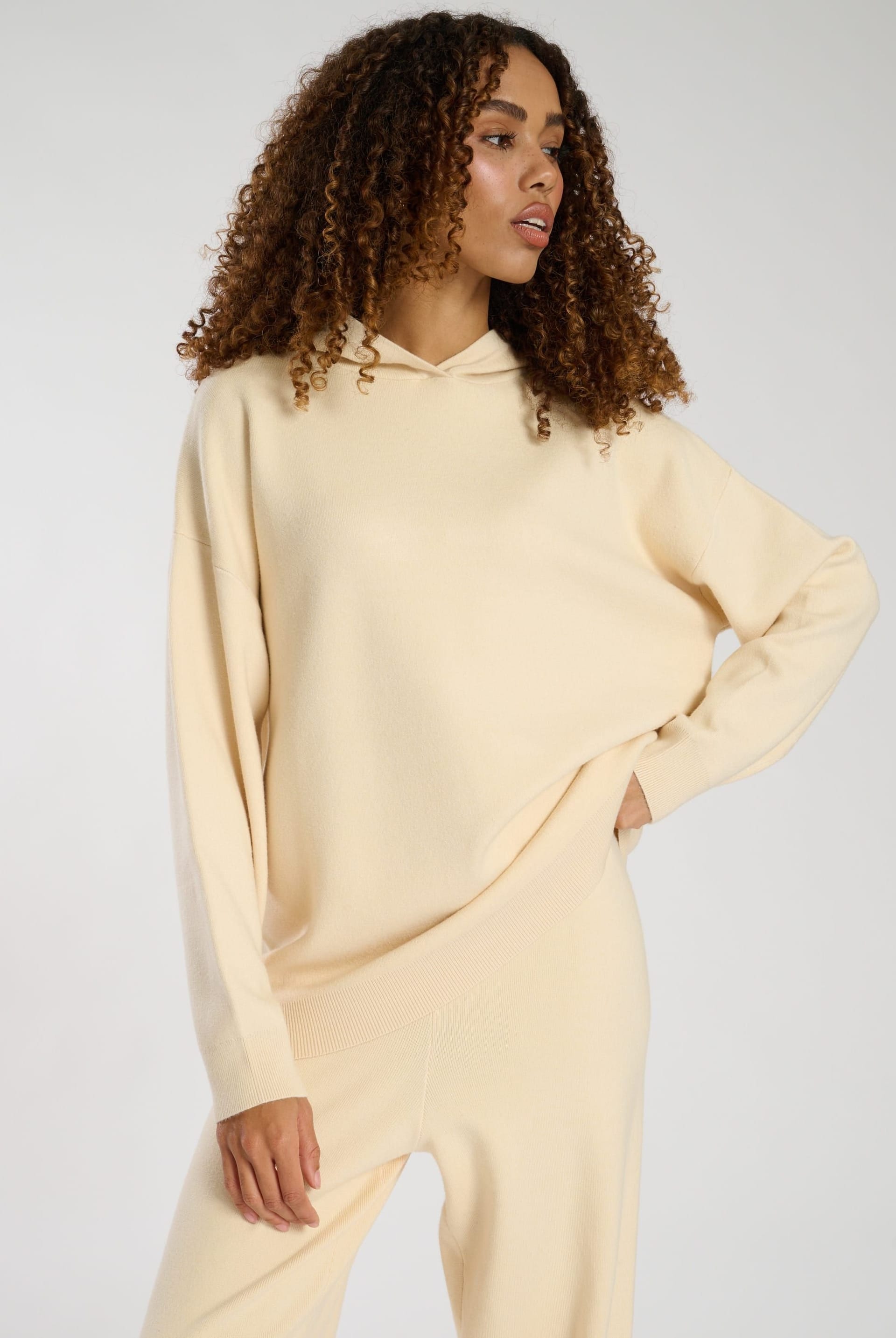 South Beach South Beach Women's Flight Mode Knit Hoodie in Cream - 4