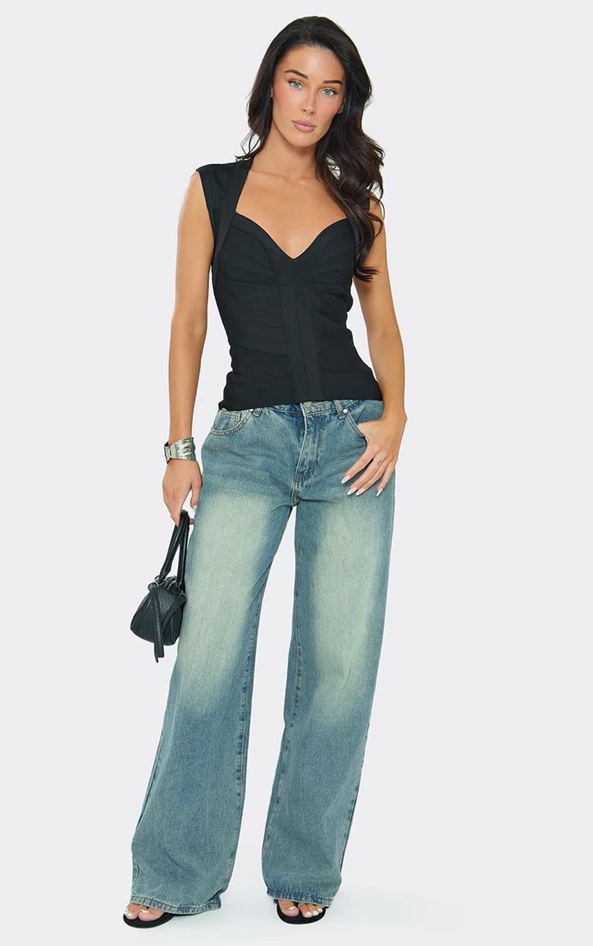 EGO EGO Black Bandage Plunge Front Top