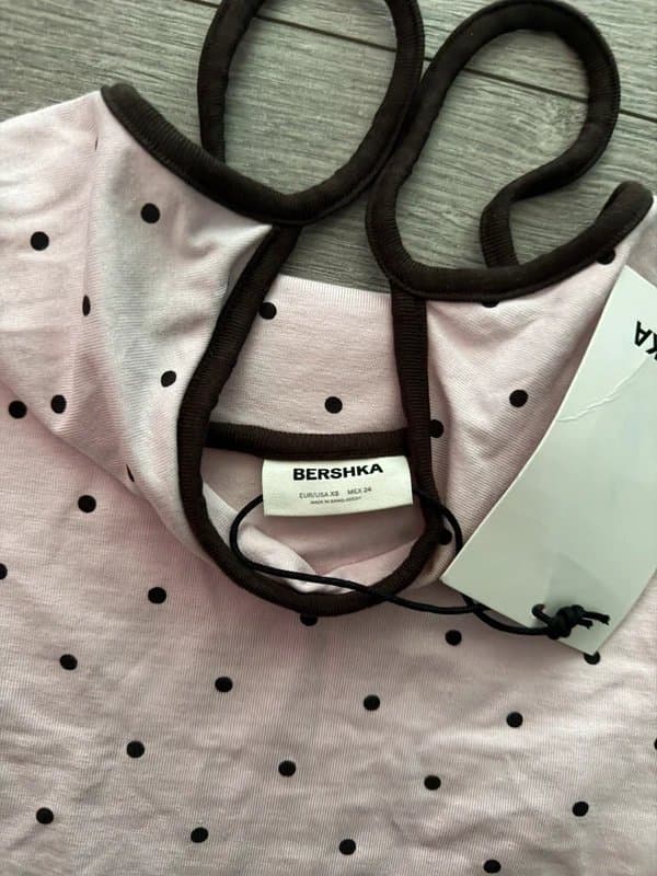 Bershka polka dot brown cami top