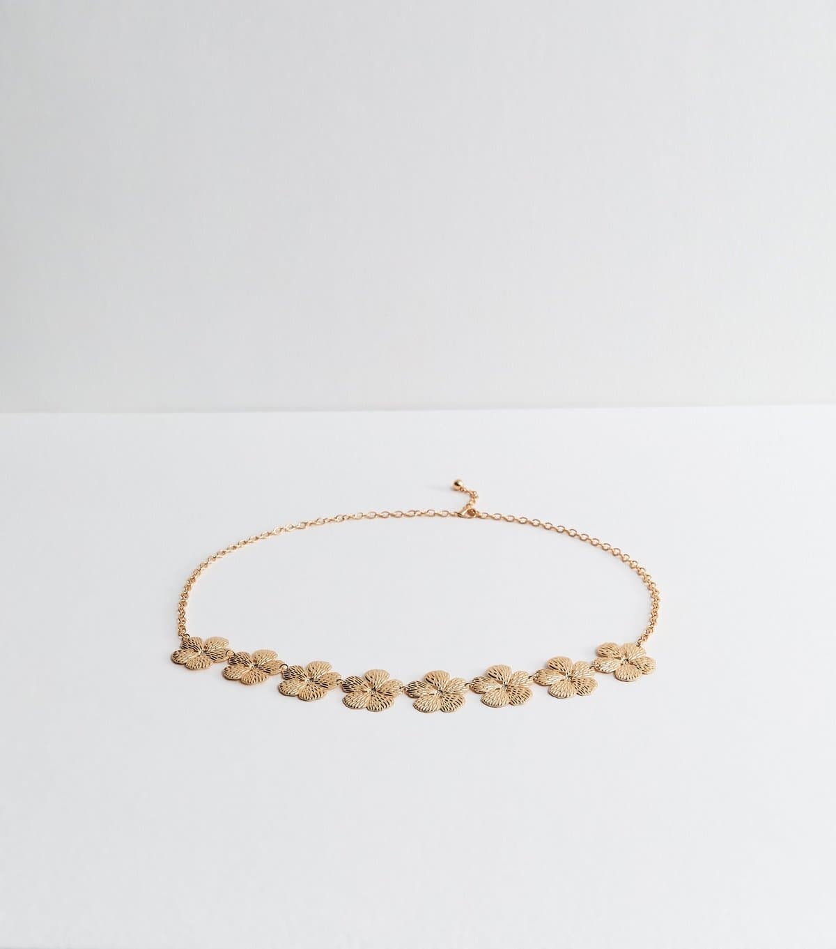 New Look Gold Tone Textured Flower Chain Belt New Look