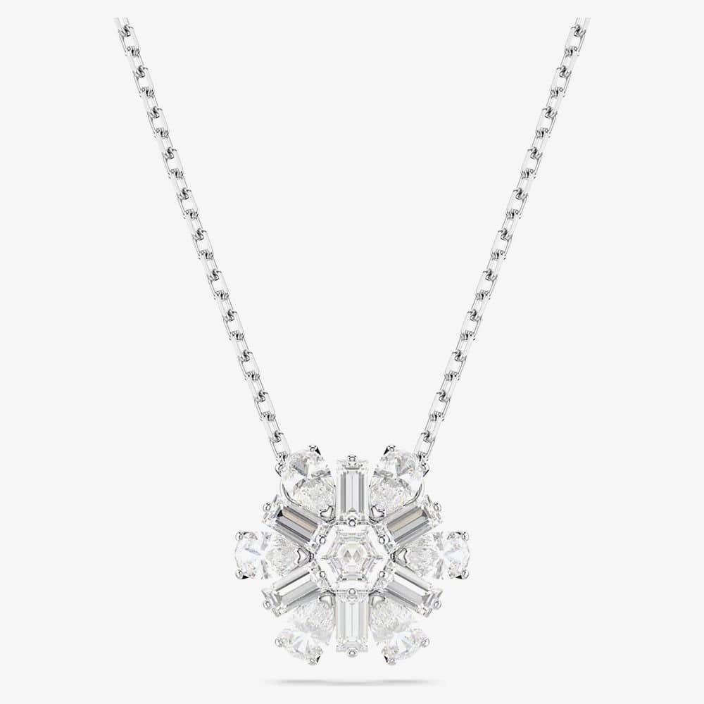 Swarovski Swarovski Women's Idyllia Rhodium Plated Crystal Snowflake Necklace 5691484 in Silver
