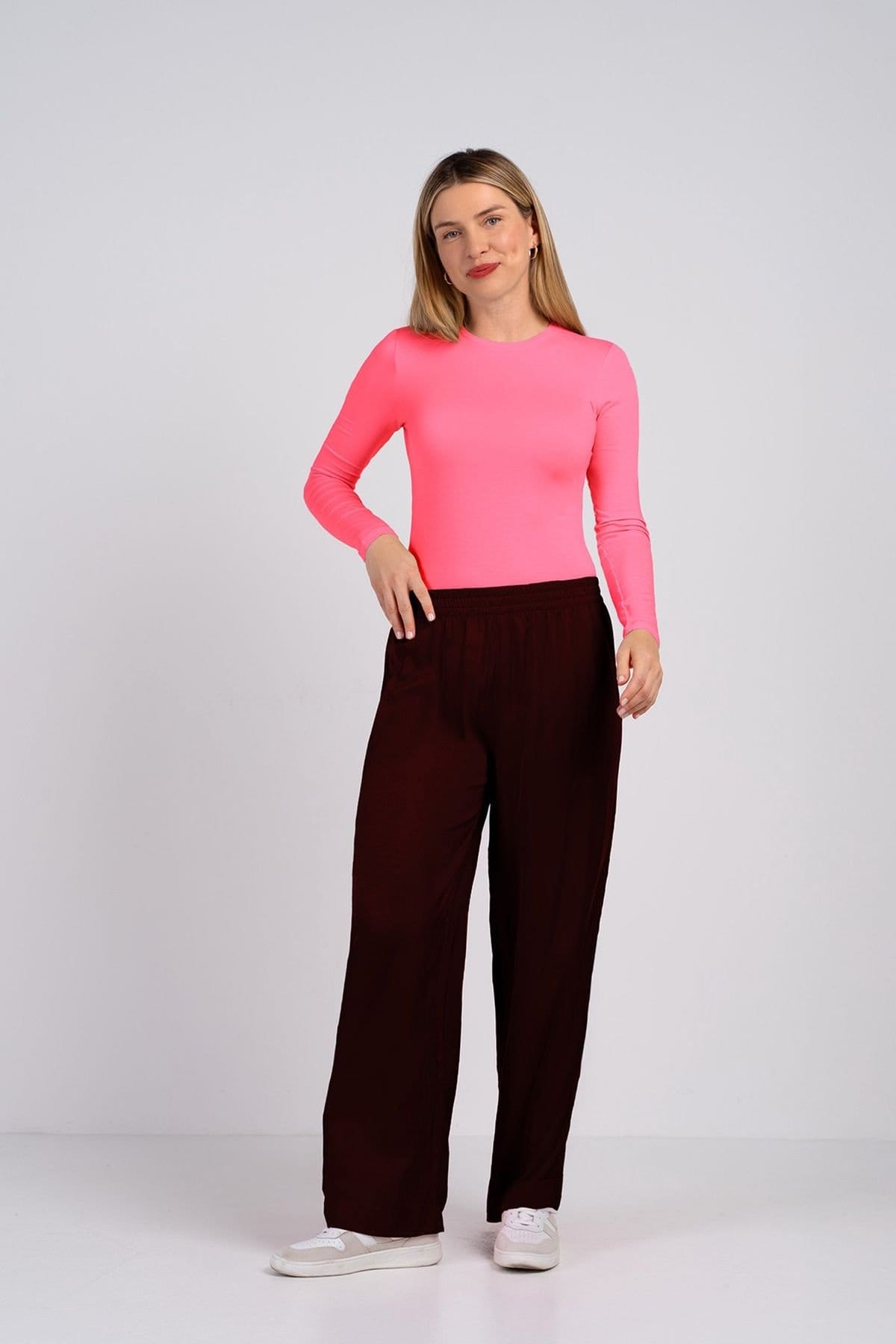 Kettlewell Dark Brown Satin Wide Leg Trousers