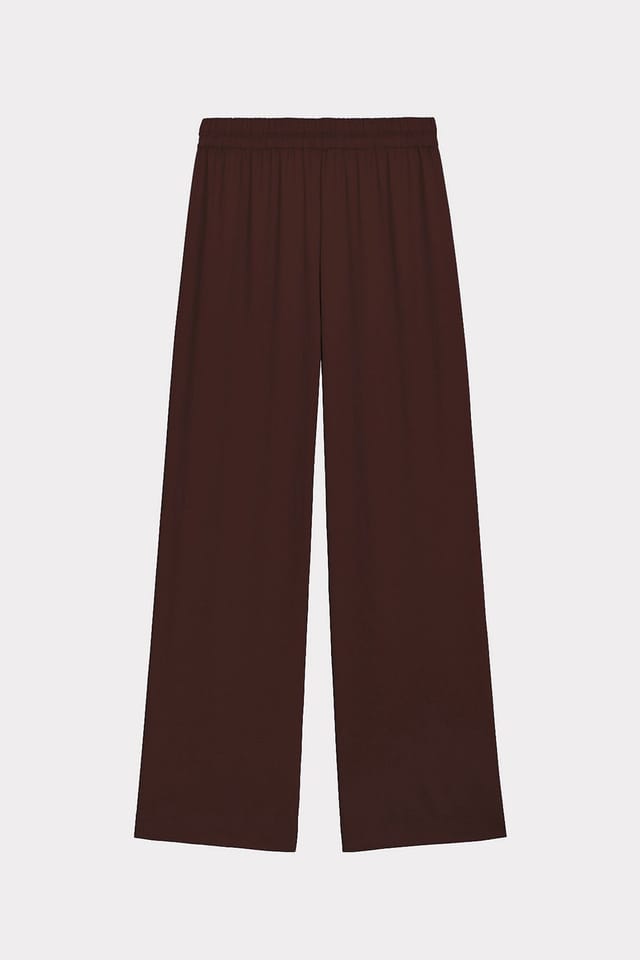 Kettlewell Kettlewell Women's Satin Wide Leg Trousers in Dark Brown - 2