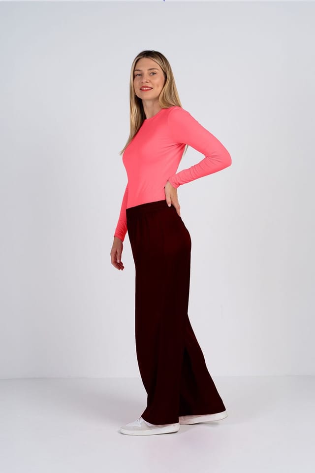 Kettlewell Kettlewell Women's Satin Wide Leg Trousers in Dark Brown - 3
