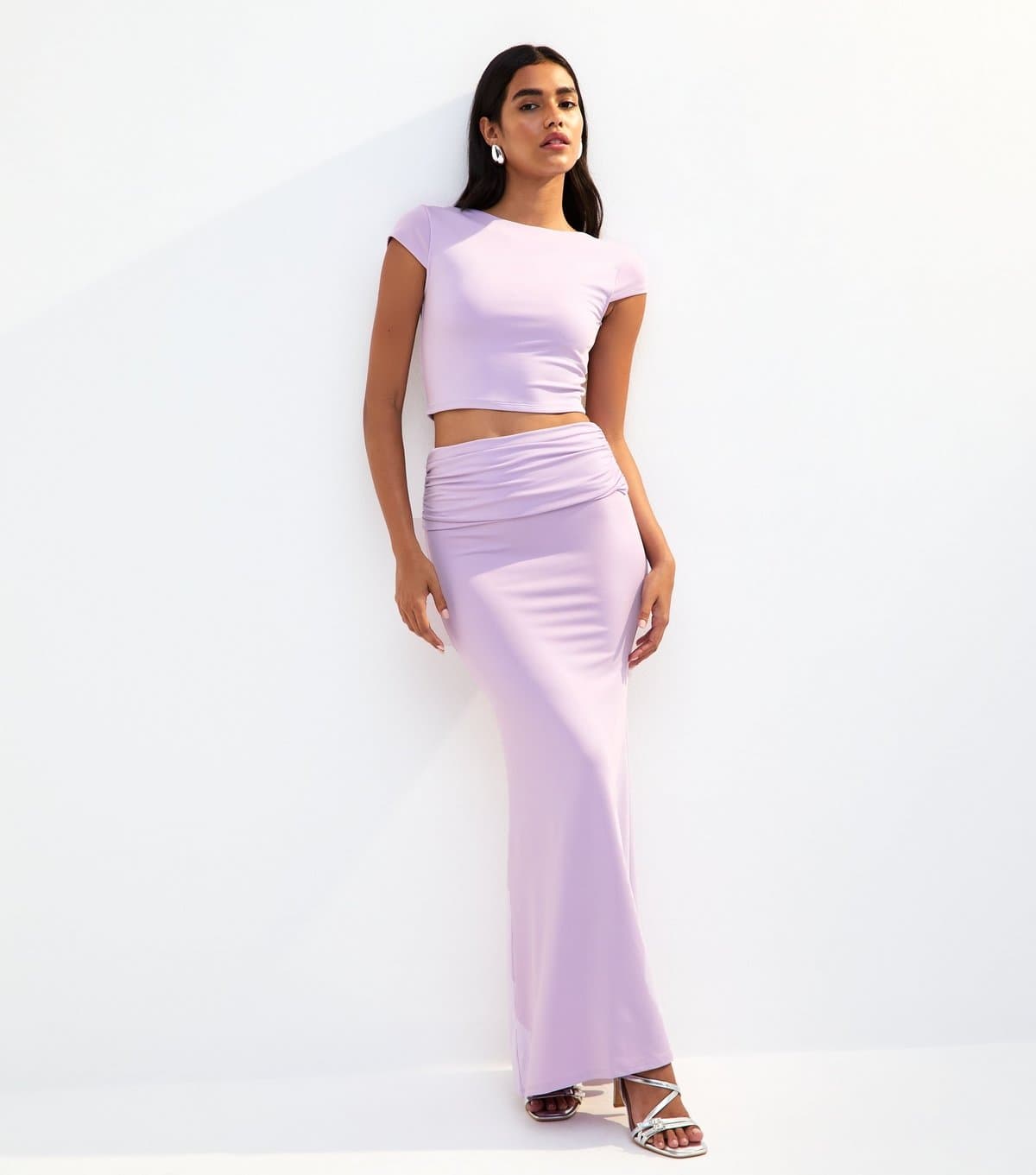 New Look Women's Purple Foldover Midi Skirt New Look
