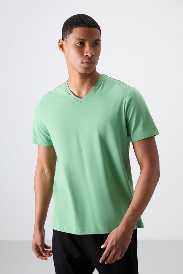 Tommy Life Tommy Life Men's V-Neck Short Sleeve T-Shirt in Mint - 2