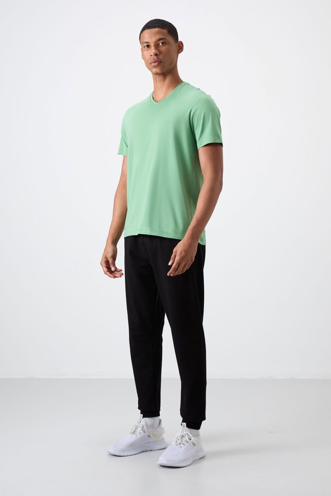 Tommy Life Tommy Life Men's V-Neck Short Sleeve T-Shirt in Mint - 4