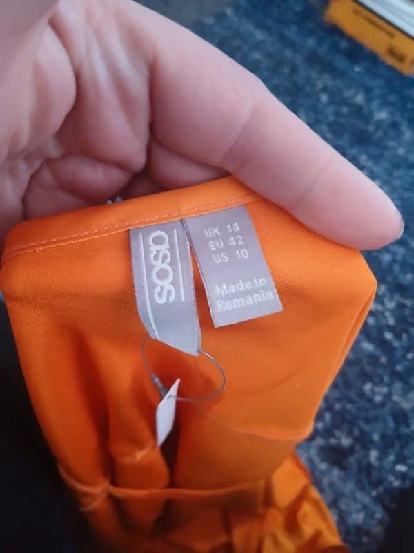 ASOS Womens bright orange silk wrap ultra neck dress new tags size 14 asos ideal for summer or festivals