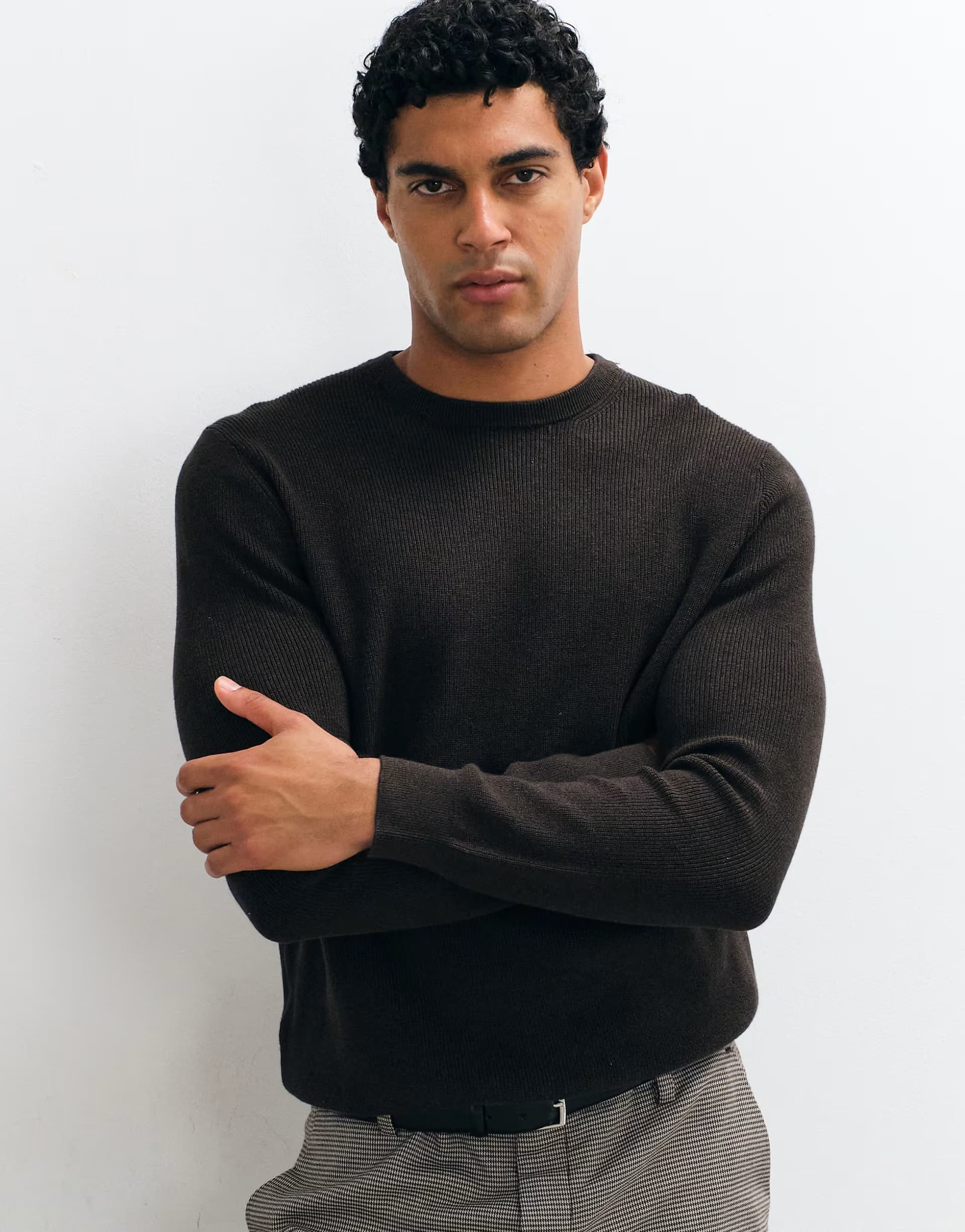 ASOS Mango 100% cotton knitted jumper in brown