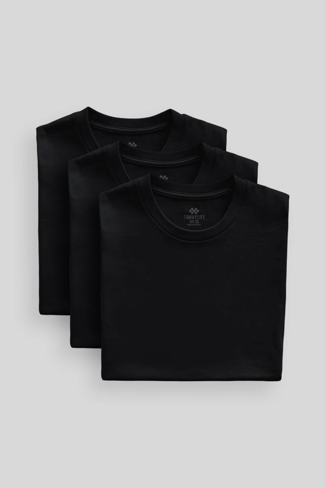 Tommy Life Tommy Life Men's Comfort Fit Crew Neck T-Shirt in Black - 2