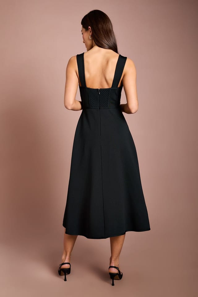 Coast Coast Women's Bow Bandage Midi Dress in Black - 3