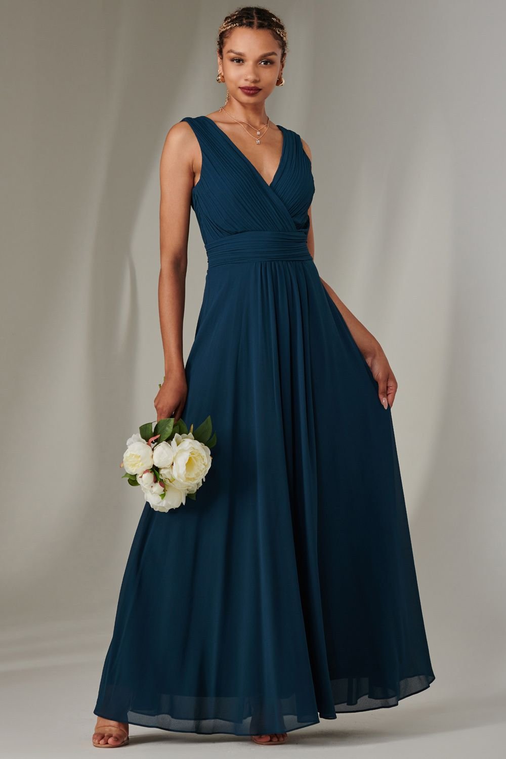 Jolie Moi Jolie Moi Women's Cora Sleeveless Chiffon Maxi Dress in Teal - 2