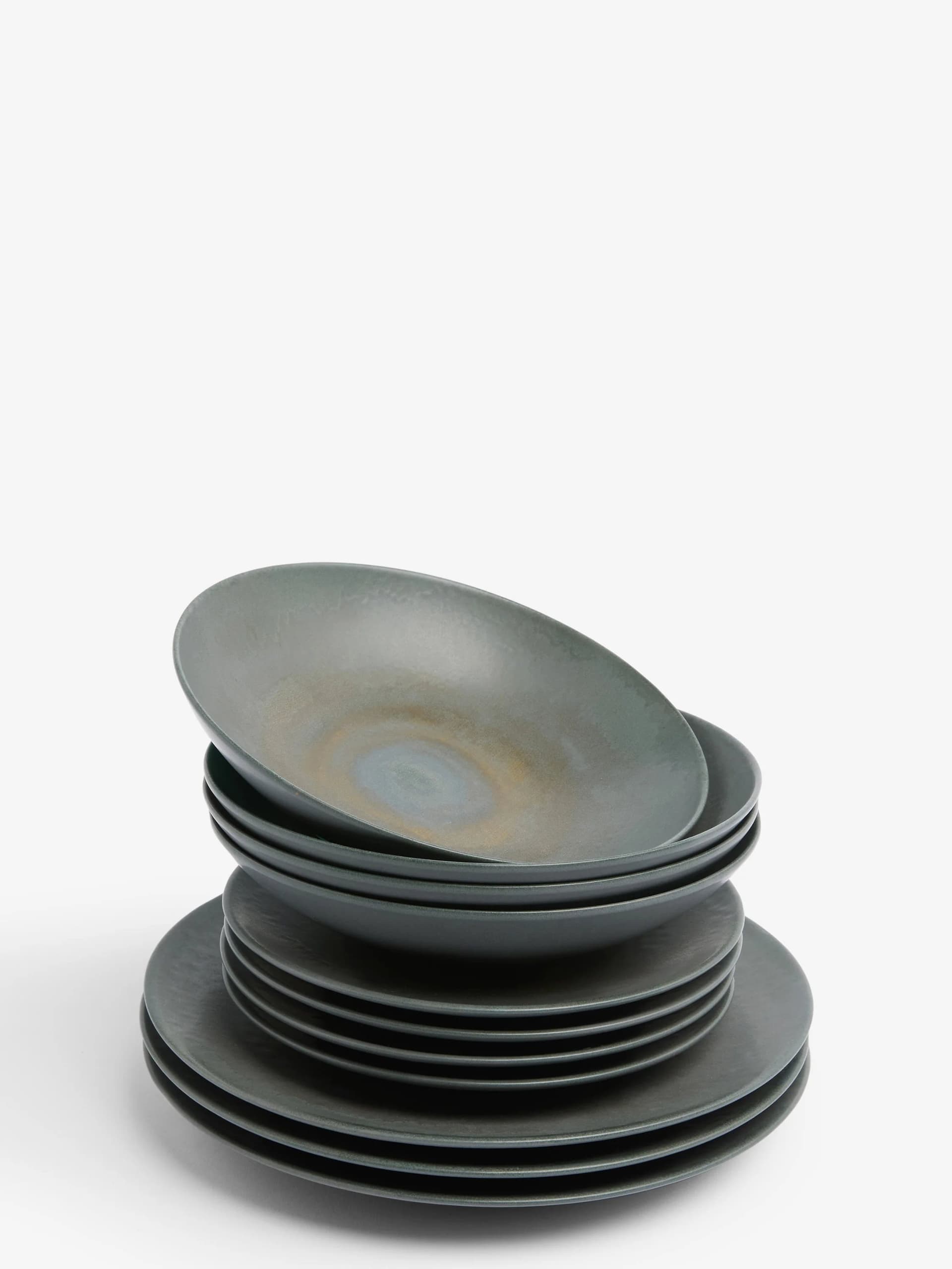 French Connection Zinc 12 Piece Dinner Set Black