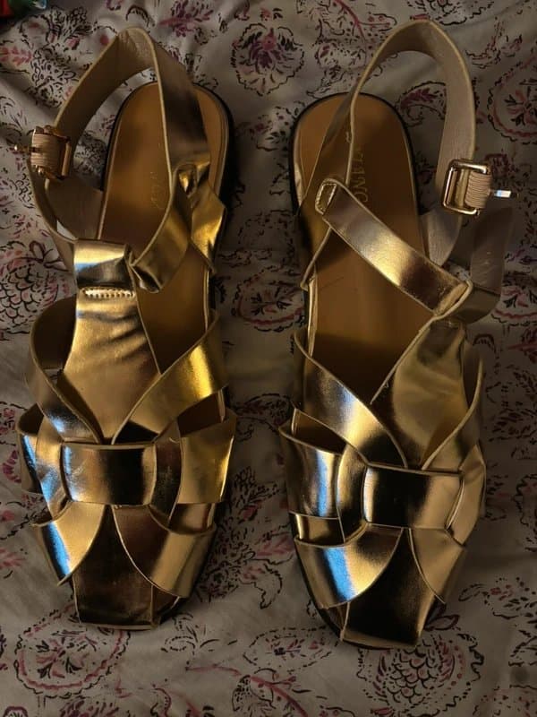 ASOS Women’s Gold Metallic Strappy Platform Sandals Size 11
