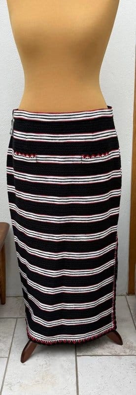 Moschino Boutique Black & White Striped Midi Skirt with Red