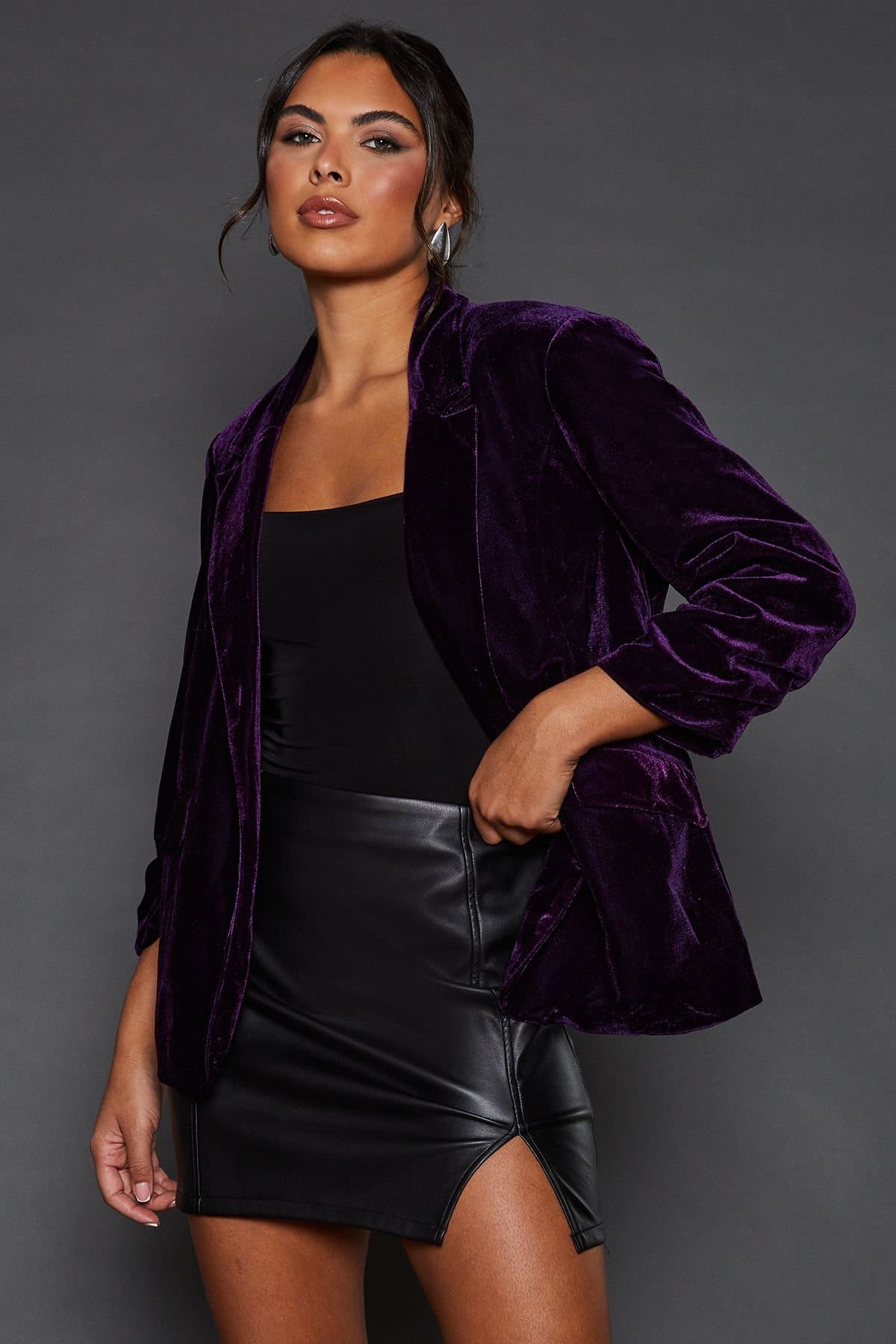 Dorothy Perkins Dorothy Perkins Women's Velvet Blazer in Midnight Purple