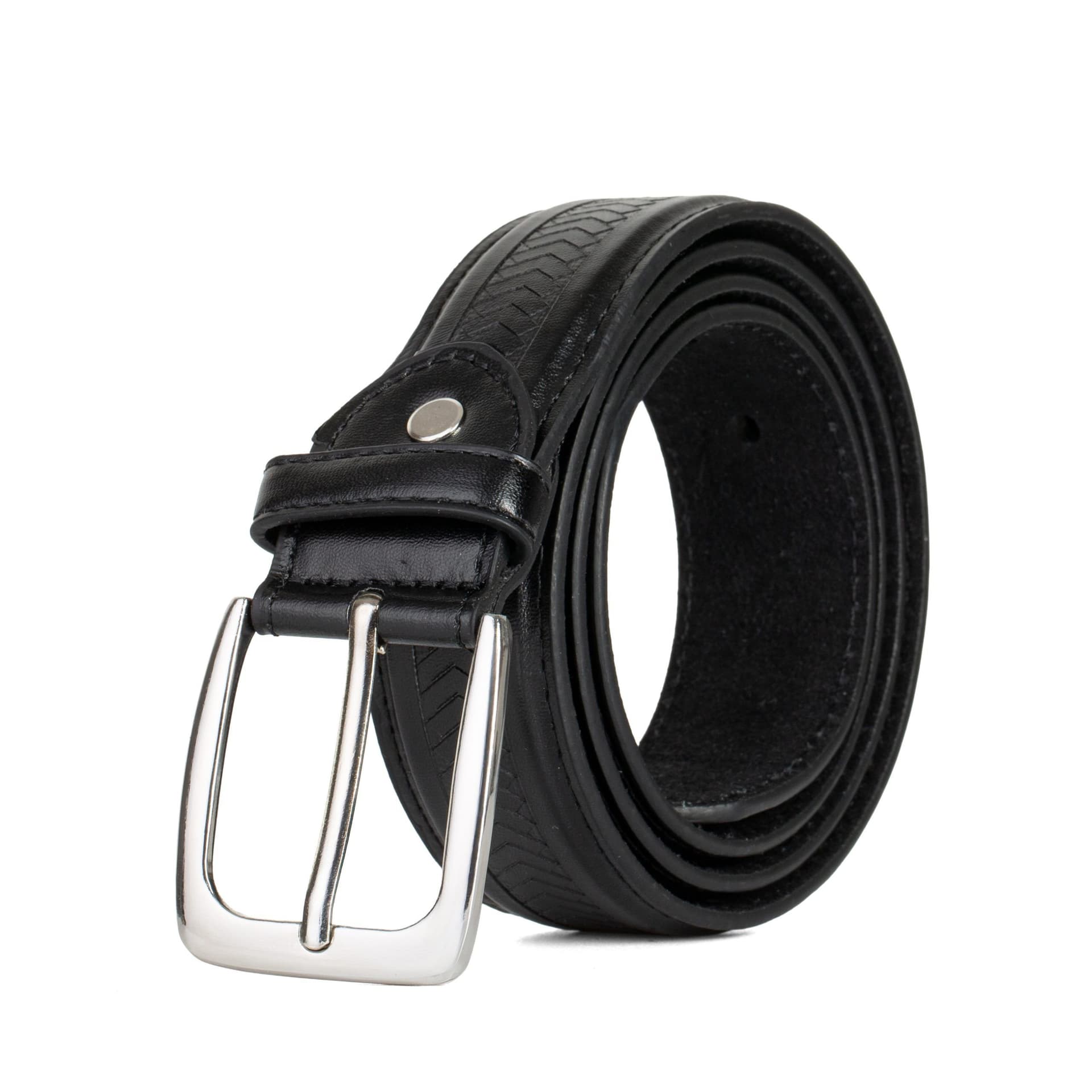 Woodland Leathers Woodland Leathers Men's Black Herringbone Leather Belt