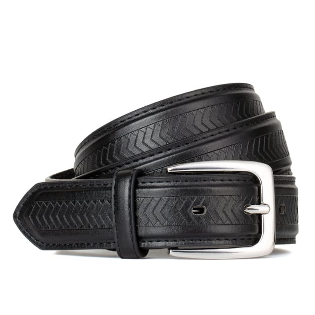Woodland Leathers Woodland Leathers Men's Herringbone Leather Lined Belt, 1.25" in Black - 3