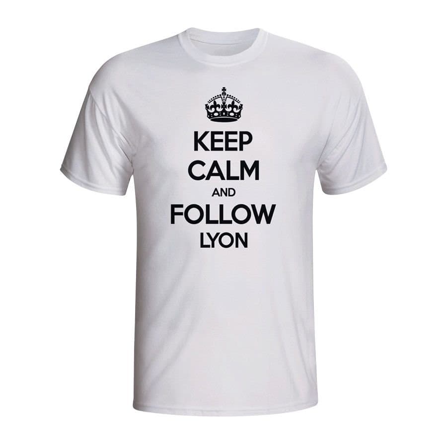 Olympique Lyon Olympique Lyon Men's Keep Calm & Follow Lyon T-Shirt in White