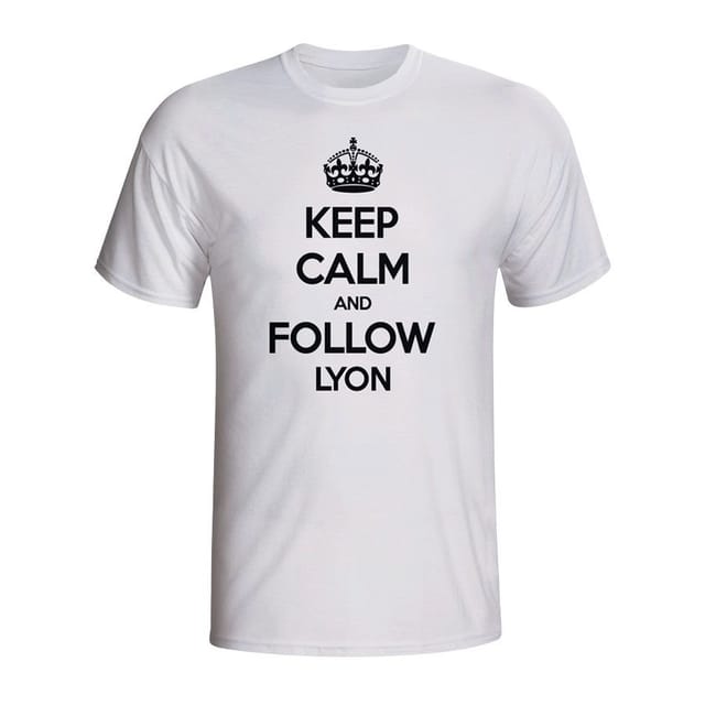 Olympique Lyon Olympique Lyon Men's Keep Calm & Follow Lyon T-Shirt in White - 2