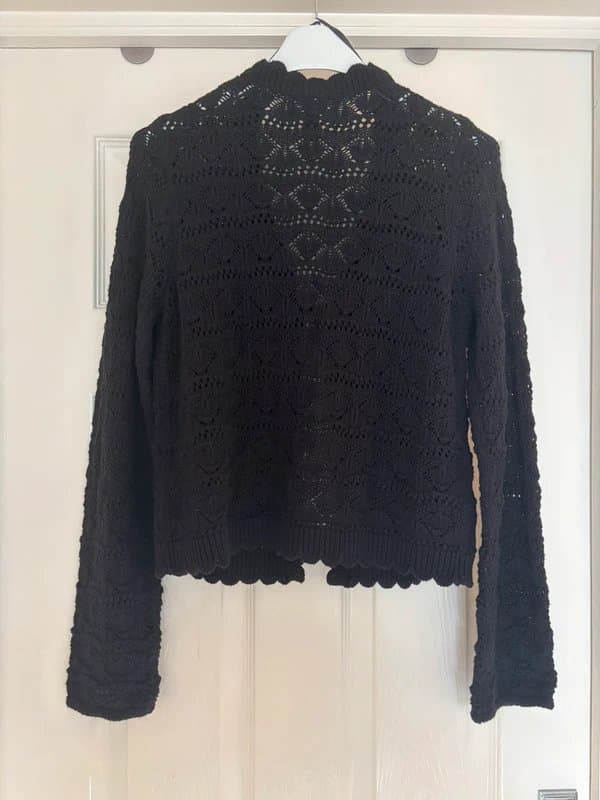 New Look New Look black crochet tie cardigan - size 10