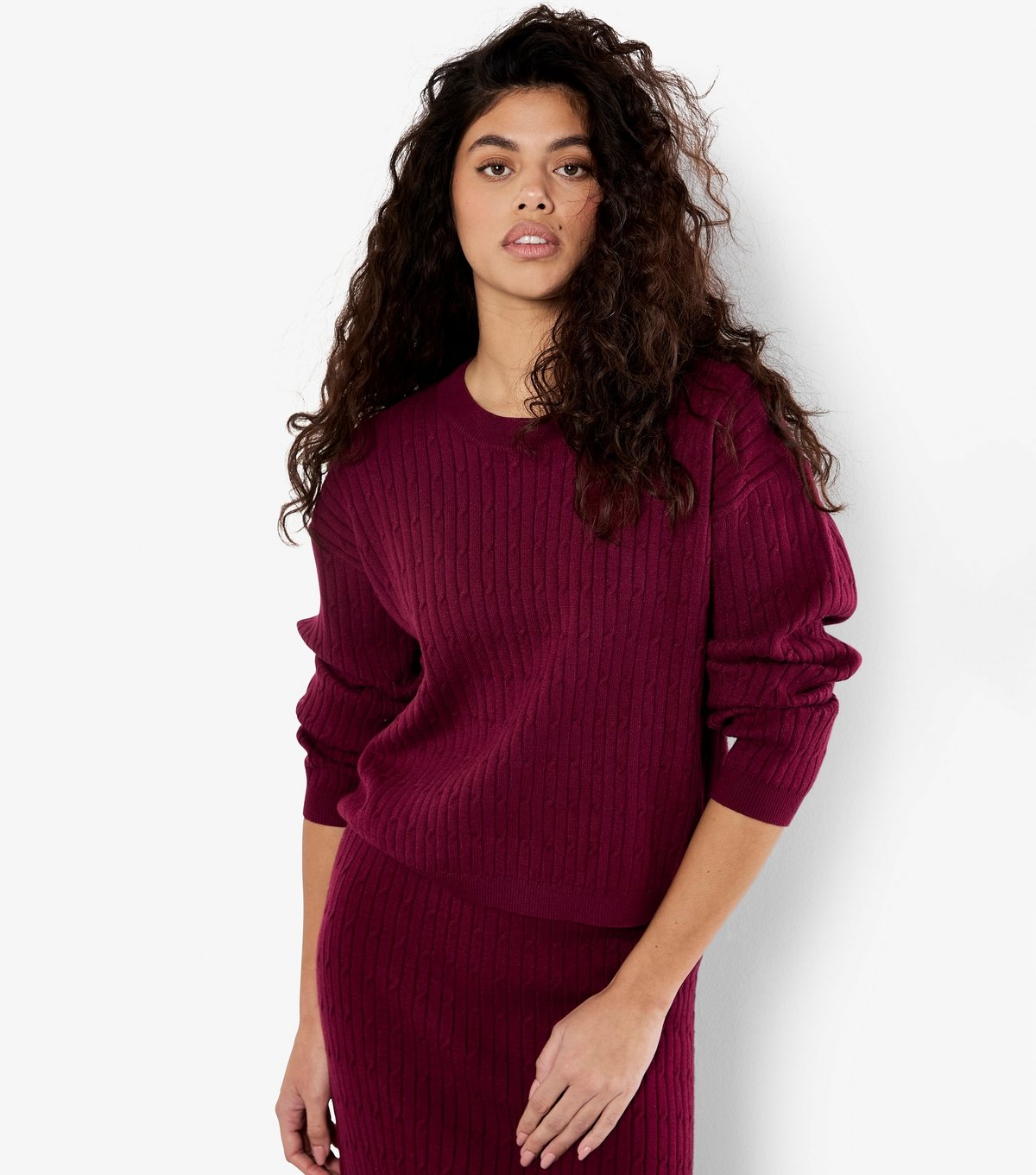 Apricot Women's Burgundy Cable Knit Jumper Apricot New Look - 2