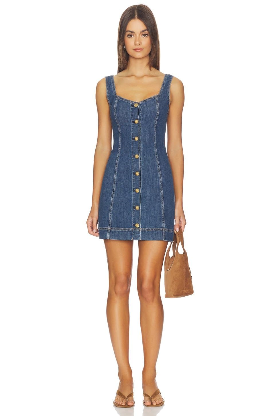 revolve Bea Sweetheart Denim Mini Dress
