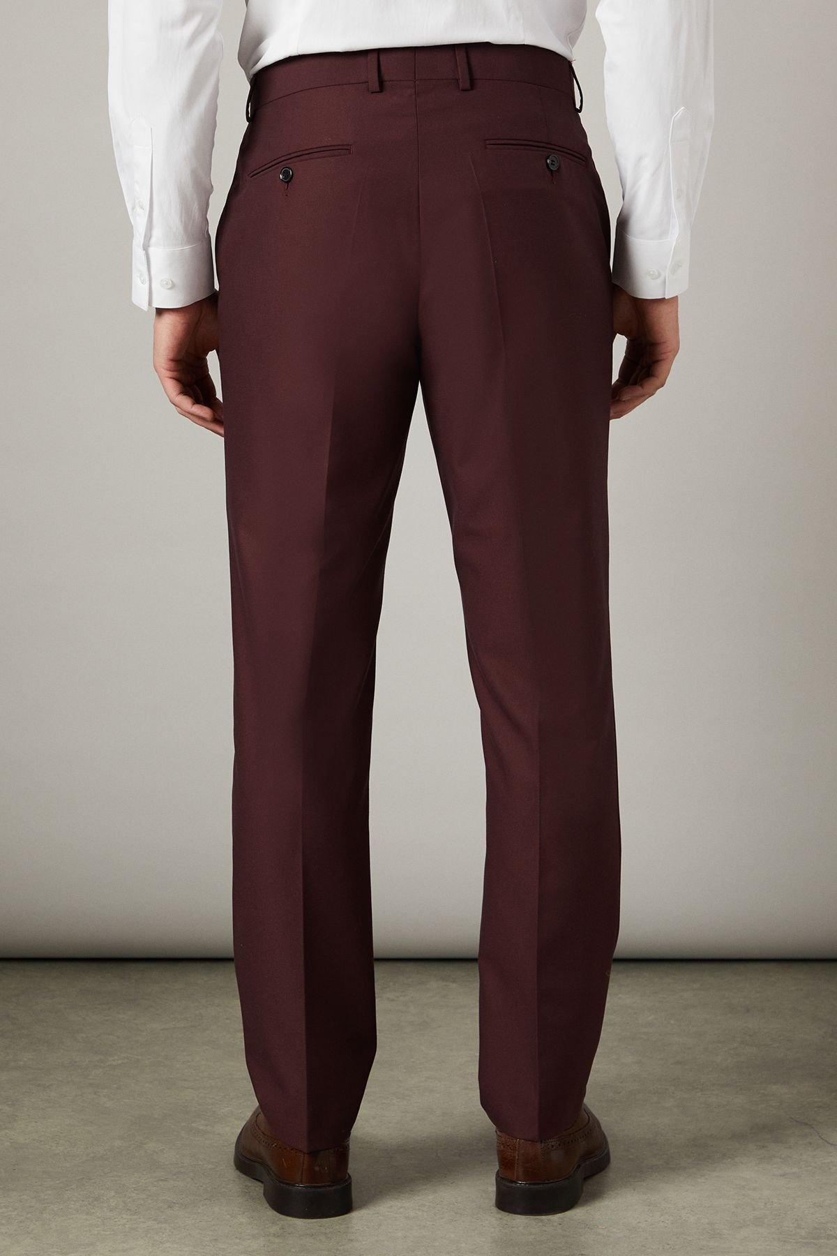 Burton Burton Men's Claret Burgundy Slim Fit Suit Trousers - 3