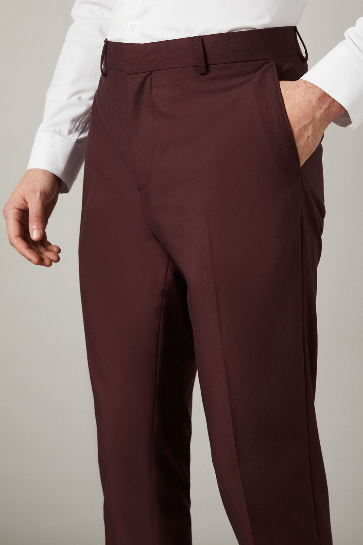 Burton Burton Men's Claret Burgundy Slim Fit Suit Trousers - 4