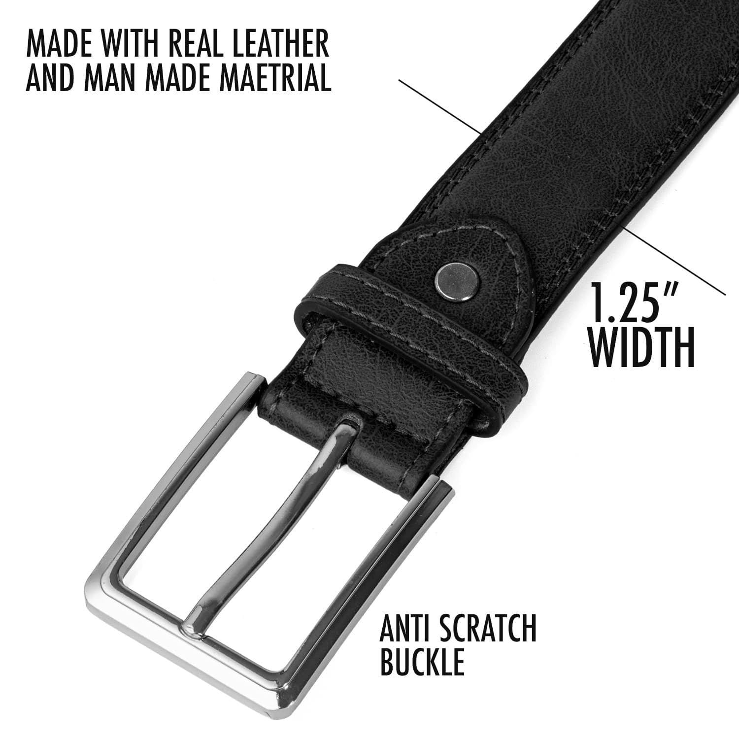 Woodland Leathers Woodland Leathers Men's Men's Leather Lined Belt 1.25″ Classic Belt in Black - 4