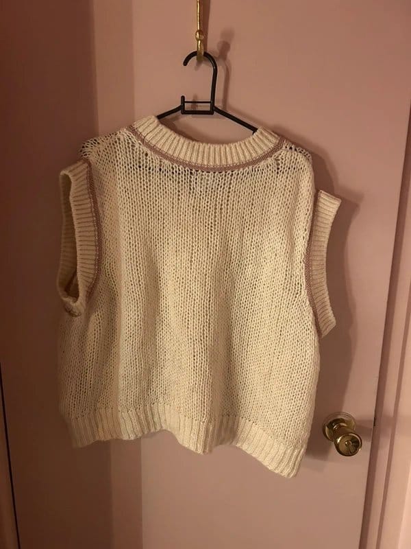 ASOS Cream and Pink Knitted Sweater Vest