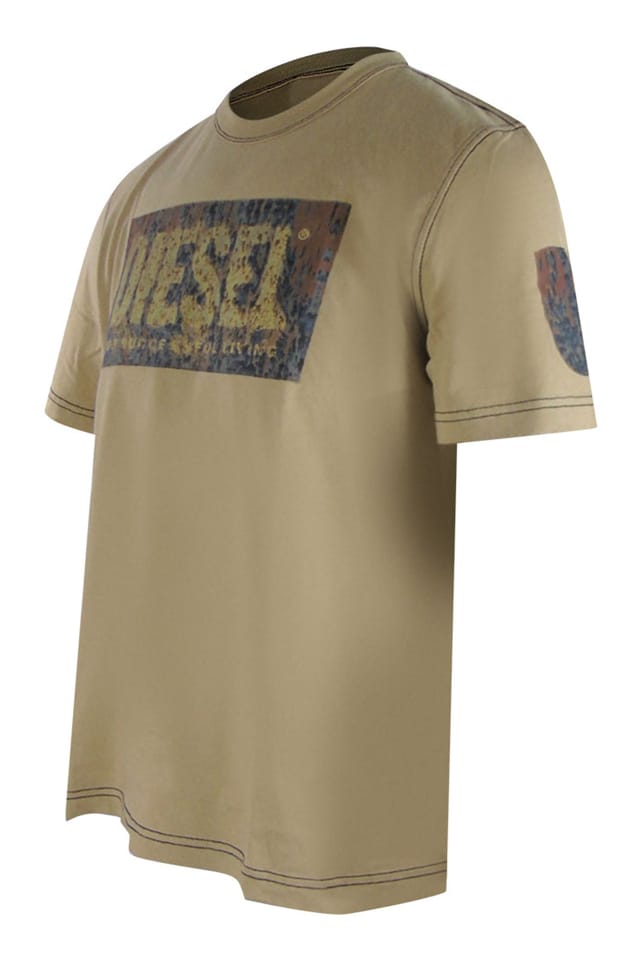 Diesel Diesel Men's Pelican Short Sleeve Round T-shirt in Stone - 2