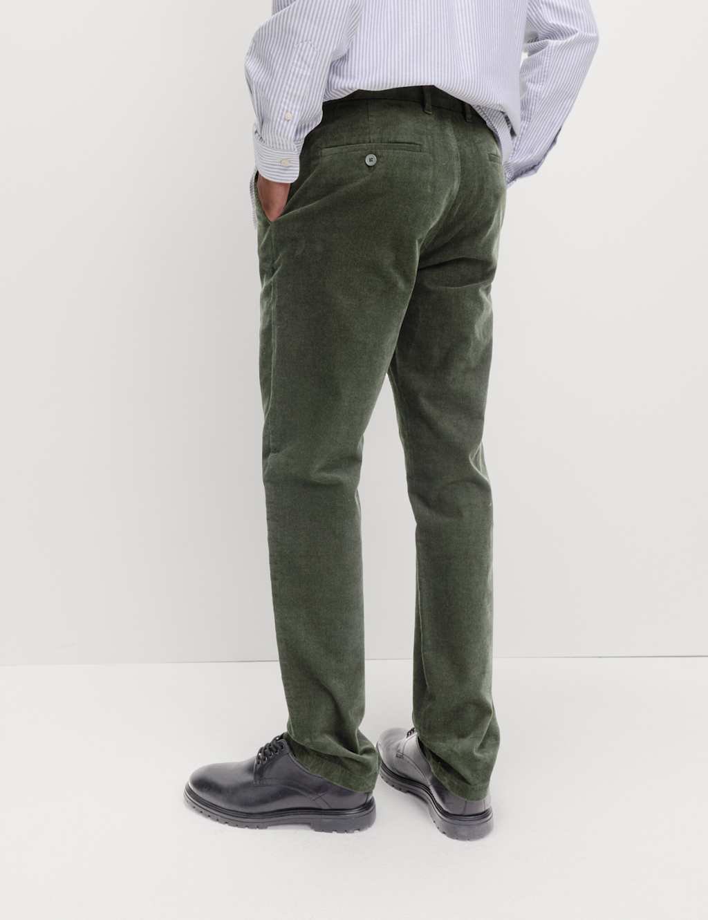 Marks & Spencer M&S Regular Fit Corduroy Stretch Chinos Dark Khaki - 4