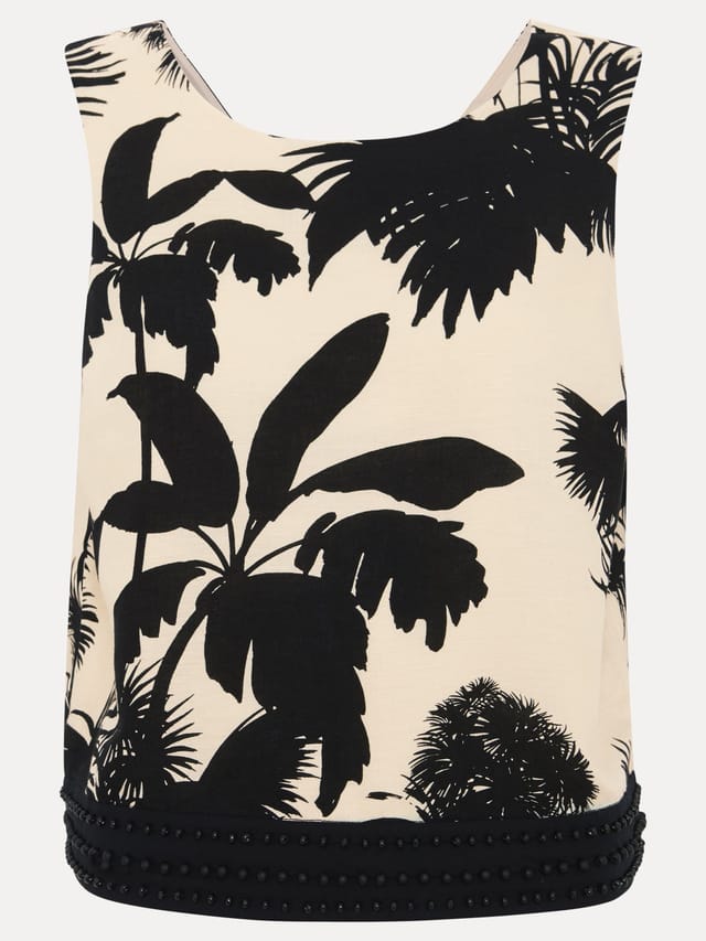 Phase Eight Phase Eight Women's Sleeveless Linen Vittoria Beaded Top in Black - 2