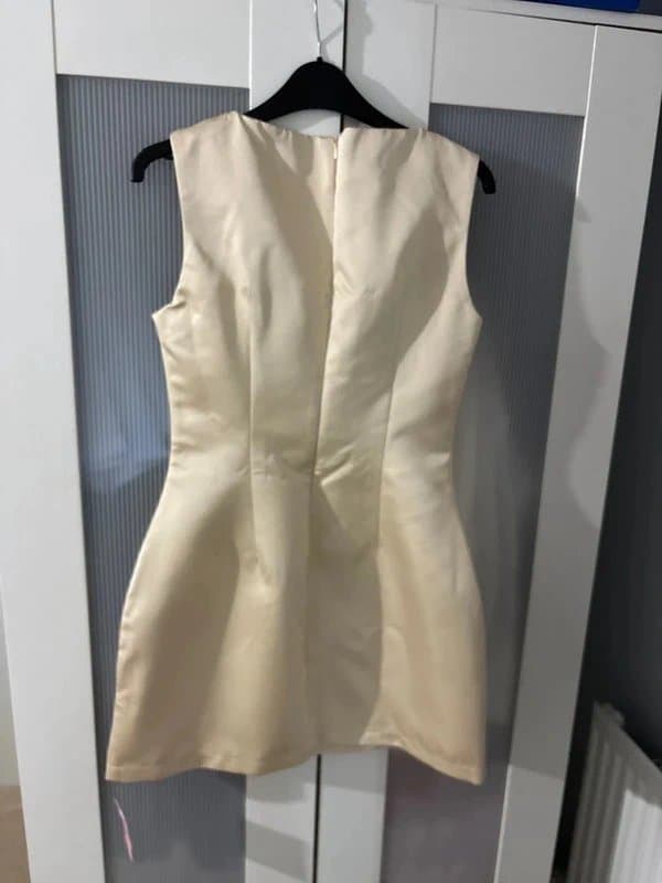 PrettyLittleThing Pretty Little Thing cream satin mini dress size 10