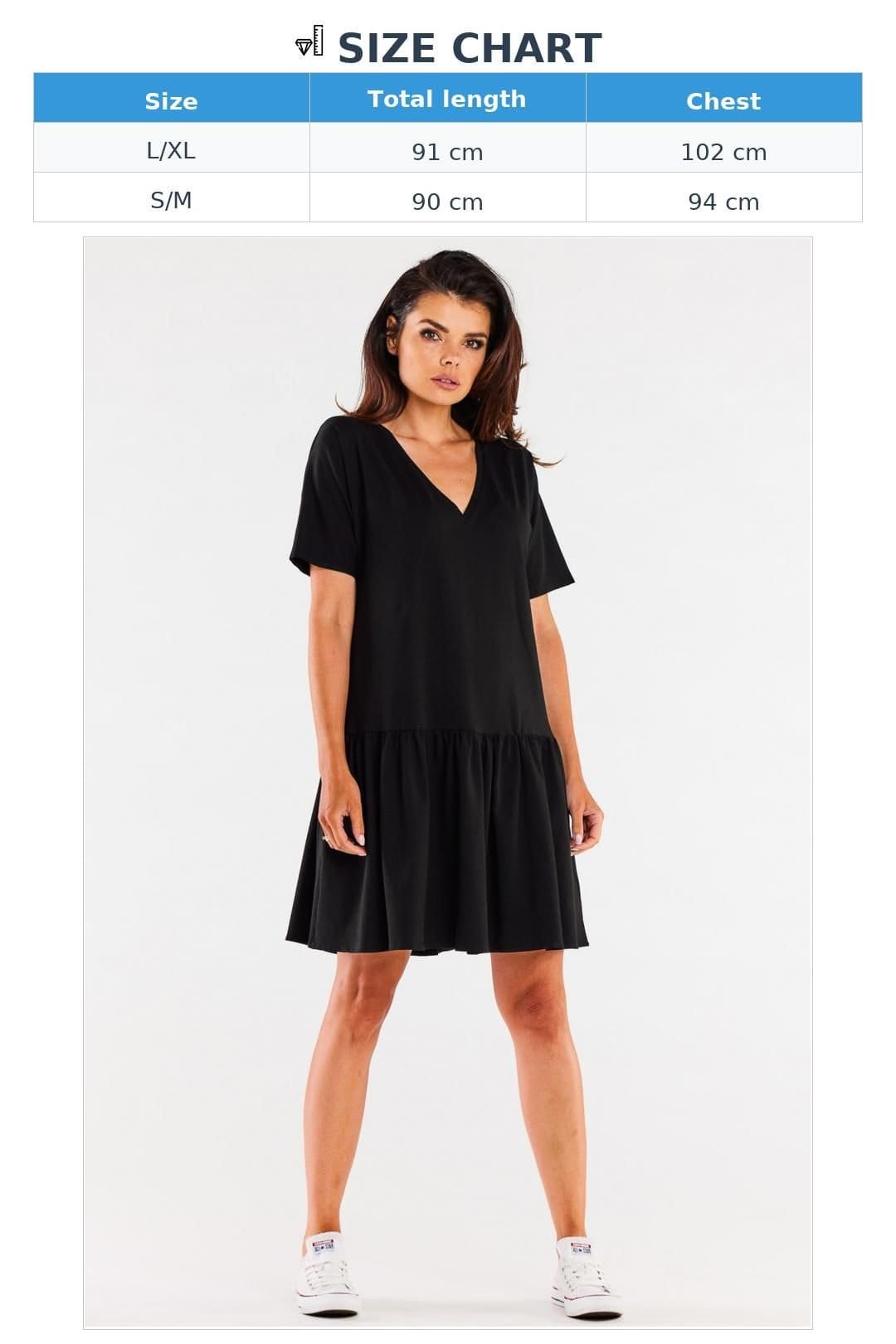 Love Lace Love Lace Women's Loose Short Sleeve Ruffle Hem Day Dress in Black - 4