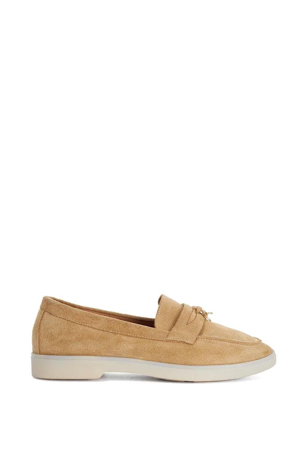 Dune London Dune London Women's Wide Fit 'Grinning' Suede Loafers in Natural