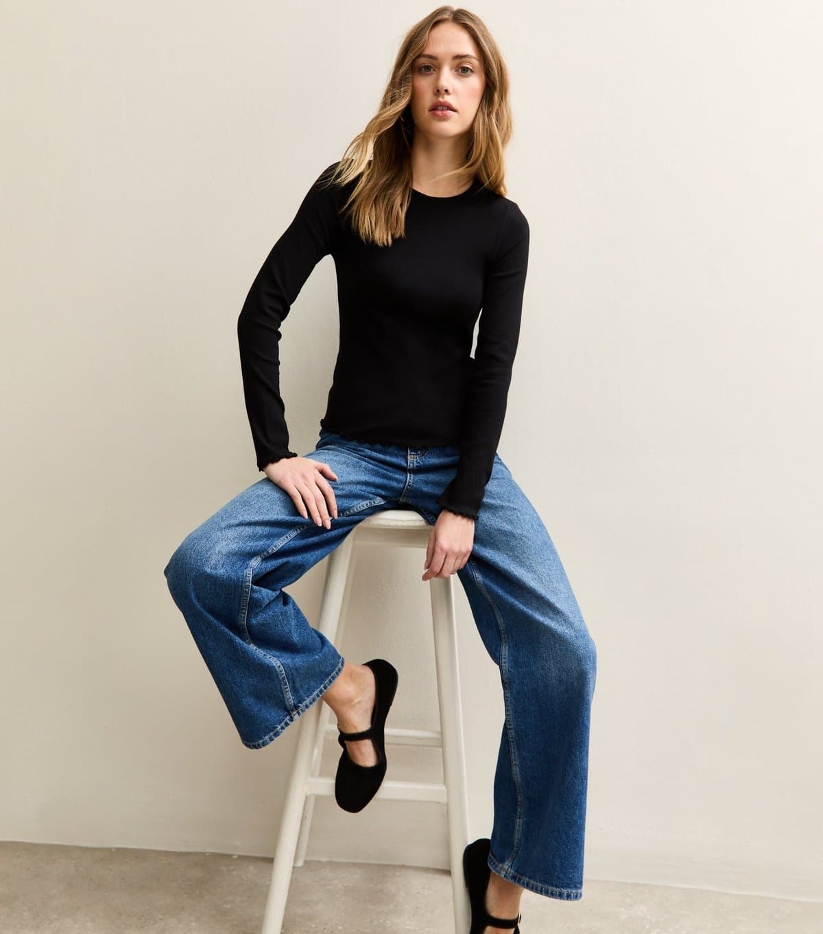 New Look New Look Black Ribbed Long Sleeve T-Shirt