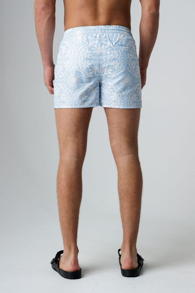 Influence Influence Men's Elasticated Bohemian Print Swim Shorts in Light Blue - 2